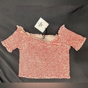 NEW Zara red&white polka dot crop blouse. Size M.